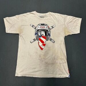 Men's Y2K FMF motocross grunge skater style distressed white graphic tshirt